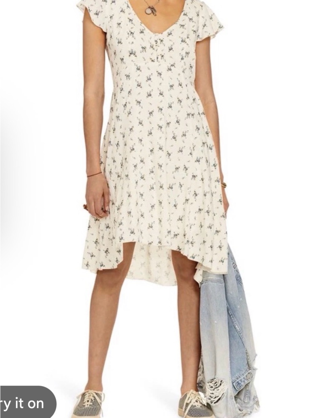 Ralph Lauren DENIM & SUPPLY | Blue Floral V-Neck Summer Dress 12 Cottagecore - Picture 14 of 14